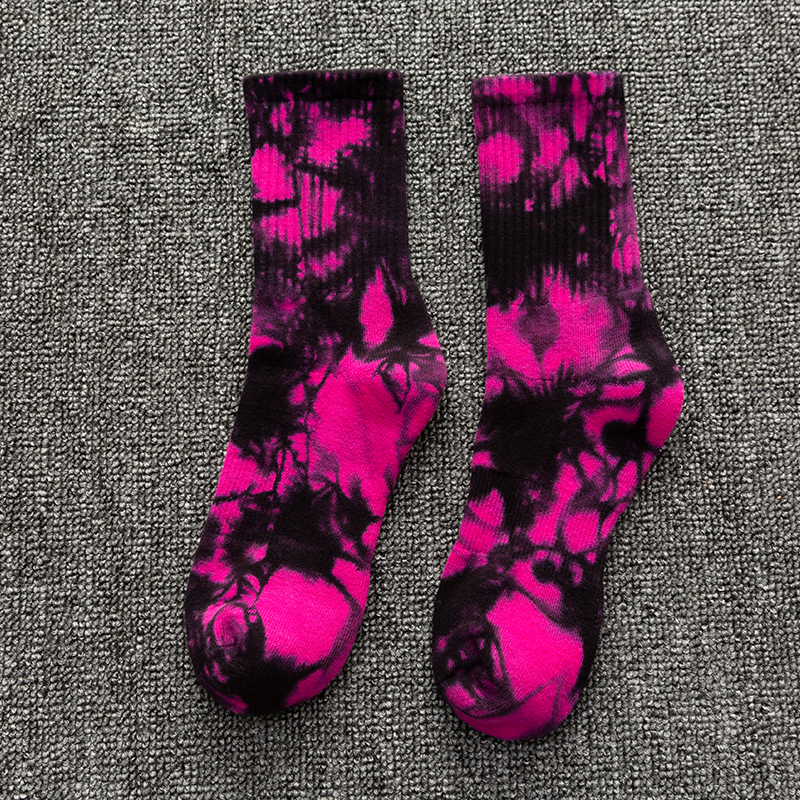 Cotton mid-calf tie-dye sports socks