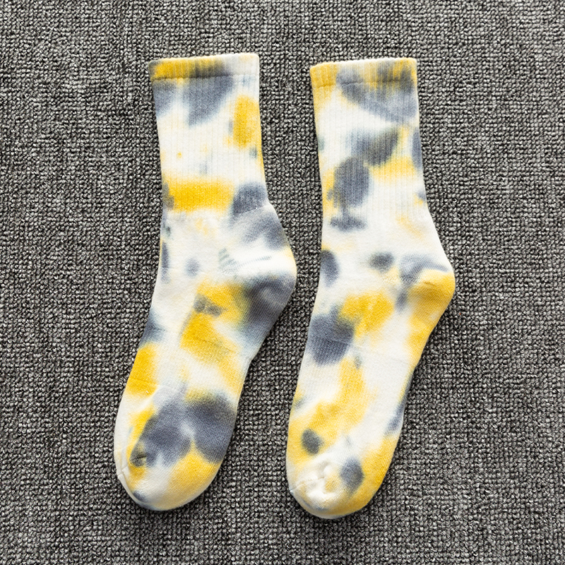 Cotton mid-calf tie-dye sports socks