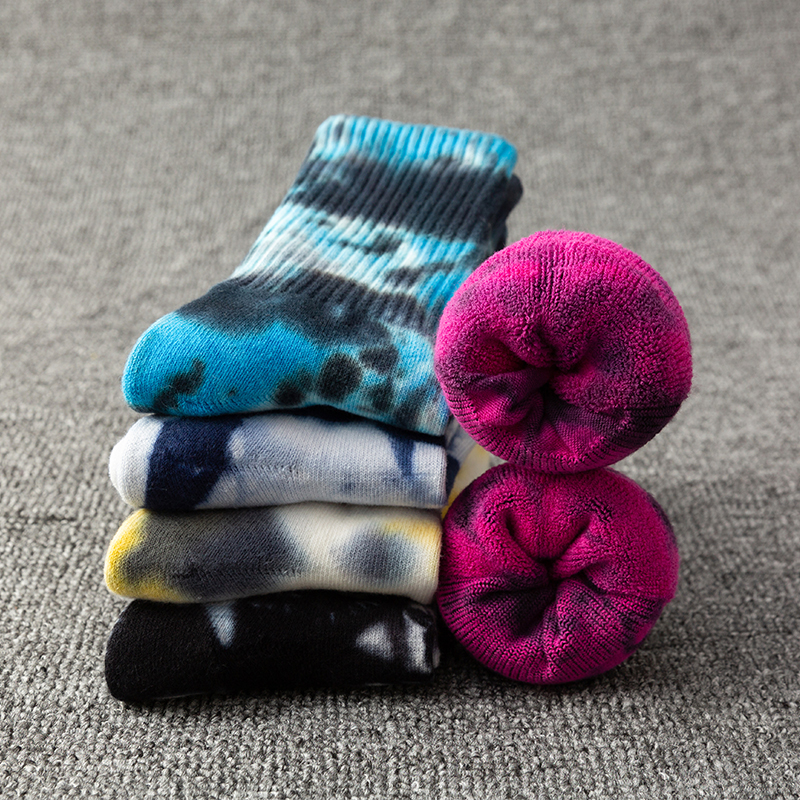 Cotton mid-calf tie-dye sports socks