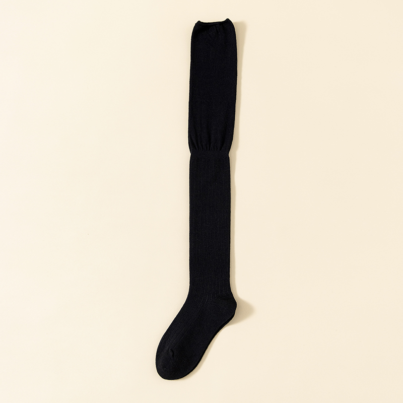 Single needle cotton sexy black ladies knee-high socks