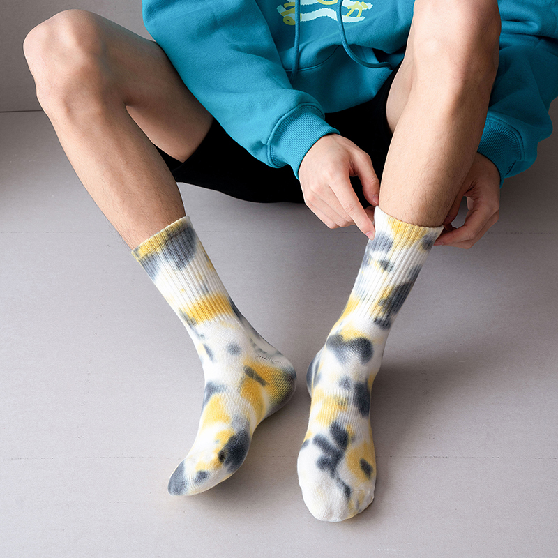 Cotton mid-calf tie-dye sports socks