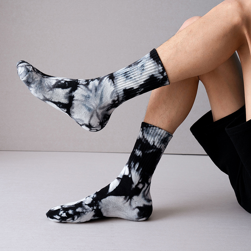 Cotton mid-calf tie-dye sports socks