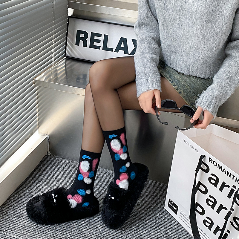 Tie-dye polka dot socks