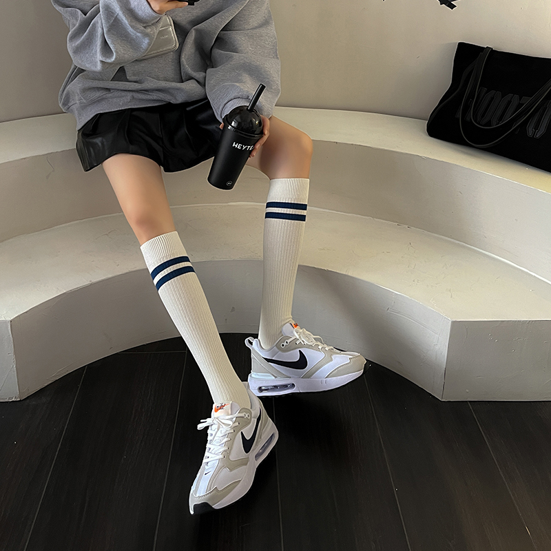 Women's striped knee-high socks