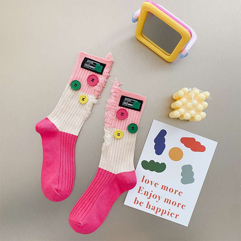 Button beggar colorblock socks