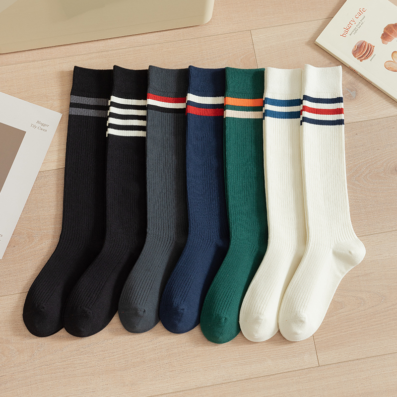 Women's striped knee-high socks