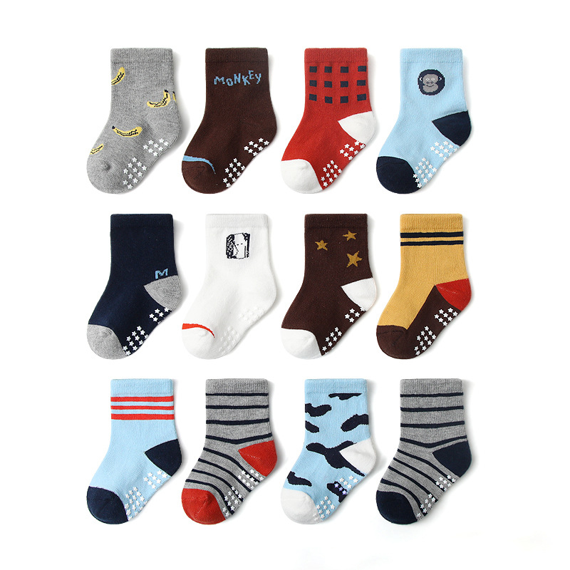 Non-slip colored baby boy socks