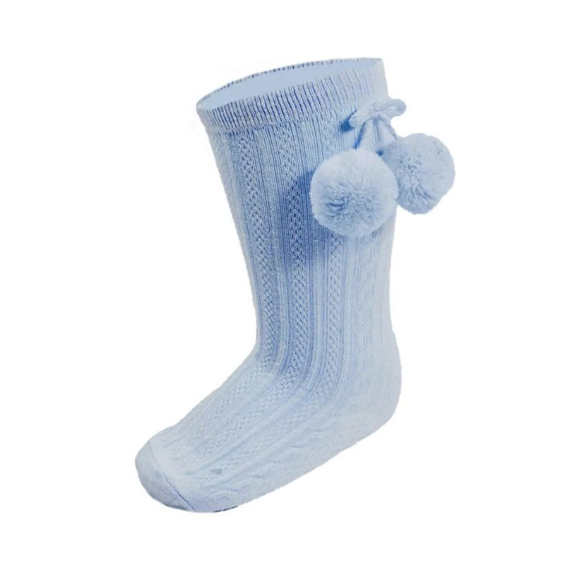 Baby socks with fur ball decoration