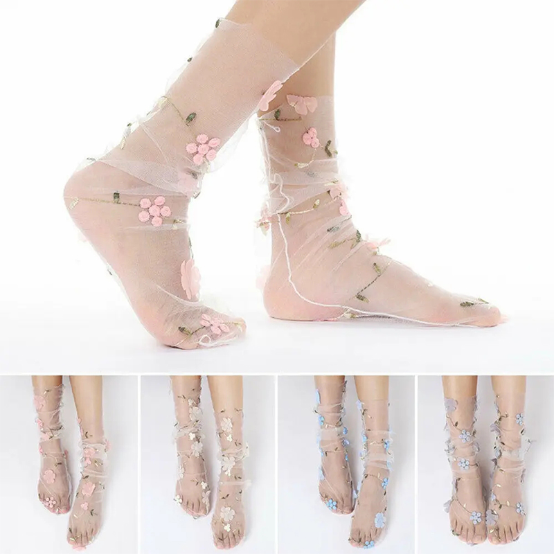 Thin lace patchwork socks