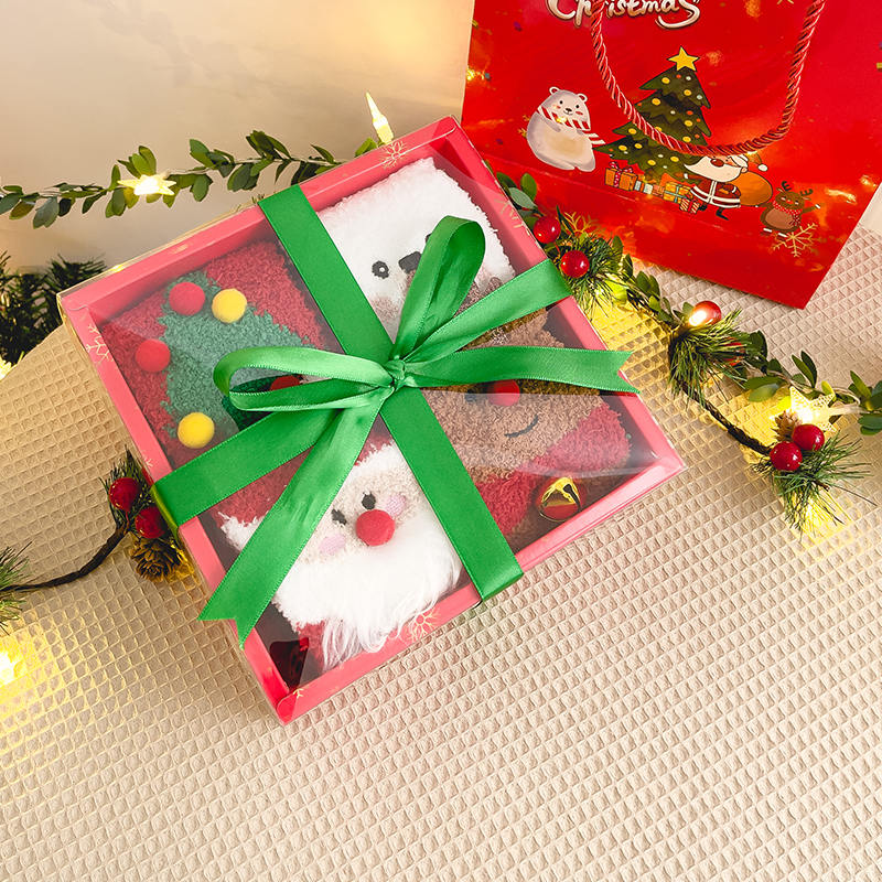 Half velvet christmas warm socks gift box