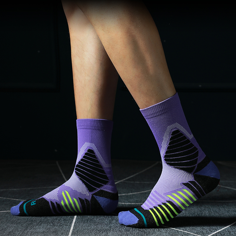 Bright jacquard basketball terry socks