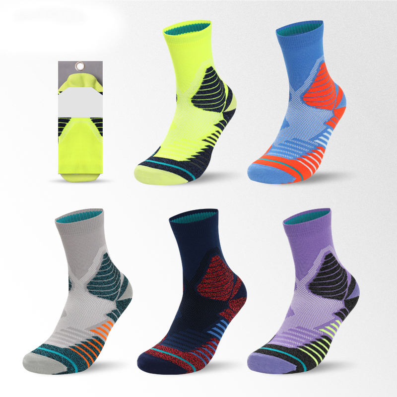 Bright jacquard basketball terry socks