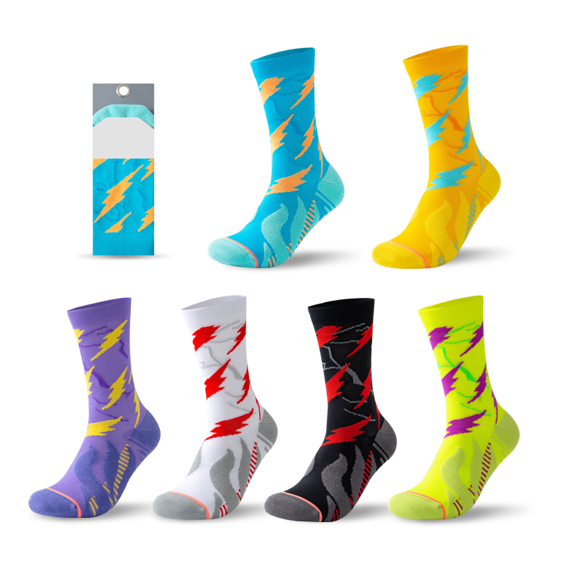 Bright jacquard outdoor cycling quick-drying compression socks