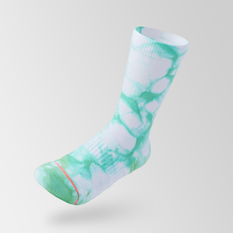 Tie-dyed cotton mid-calf sports socks